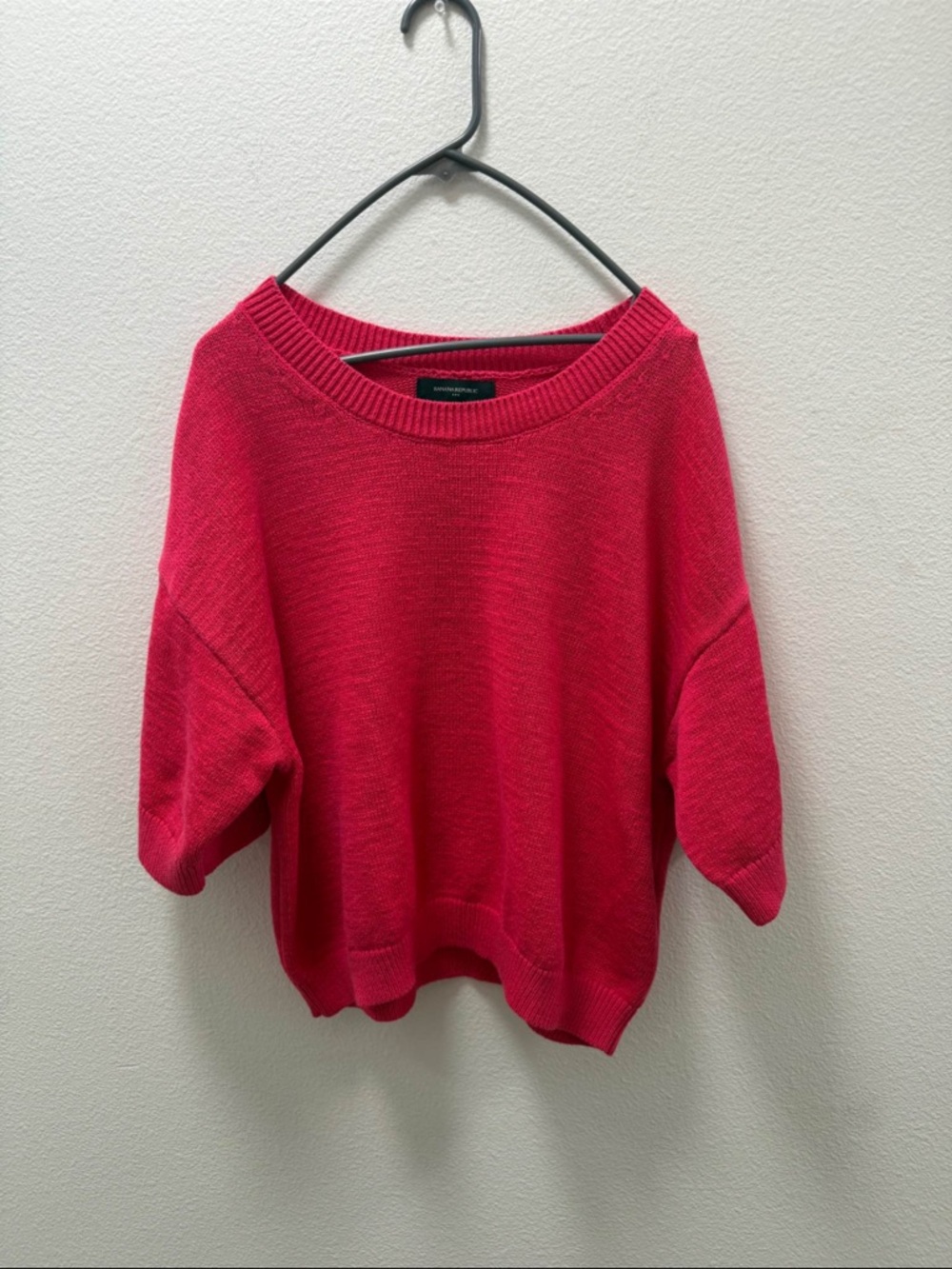 Banana Republic Bright Pink Boxy Crewneck Sweater